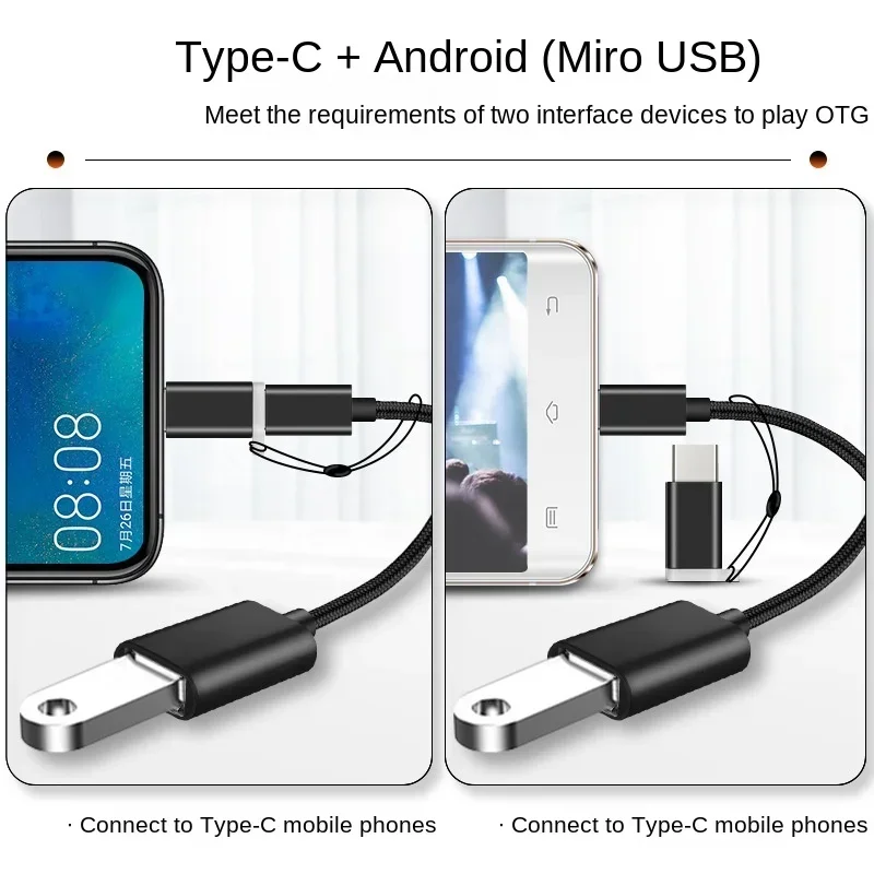 2 In 1 USB 3.0 Adapter Cable Type-C Micro USB To USB 3.0 Interface Charging Cable Line for Cellphone Converter for Cellphone