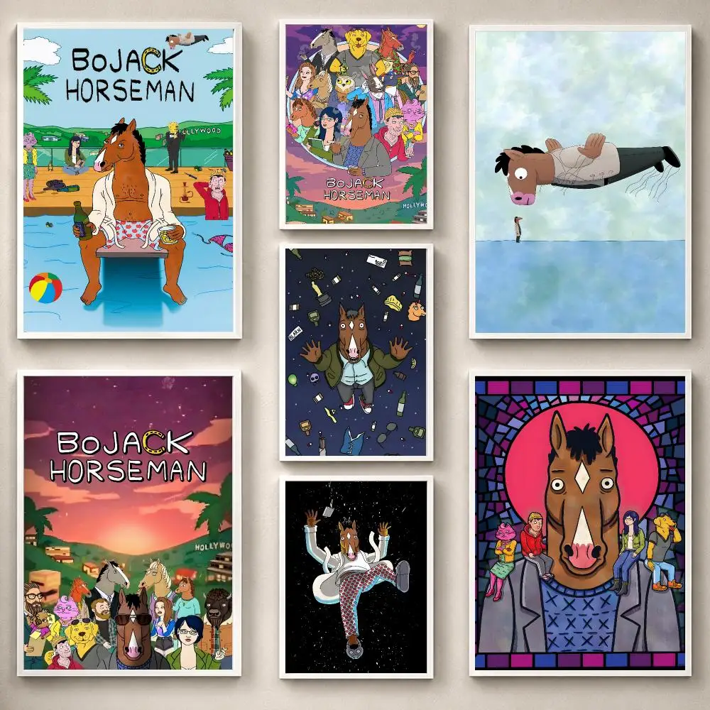 Animation B-BoJack Horseman Poster PP Self-Adhesive Removable HD Waterproof Wall art Suitable Bedrooms Living Rooms Gifts