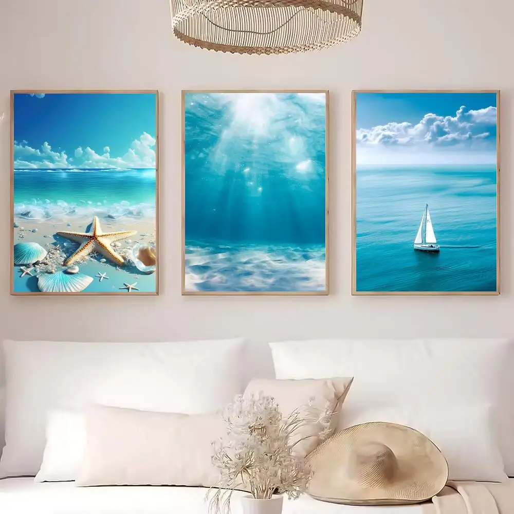 ملصق موجة المحيط على الشاطئ عالي الدقة ذاتي اللصق مقاوم للماء مثالي للمنزل والمكتب وغرفة النوم هدية رائعة #3