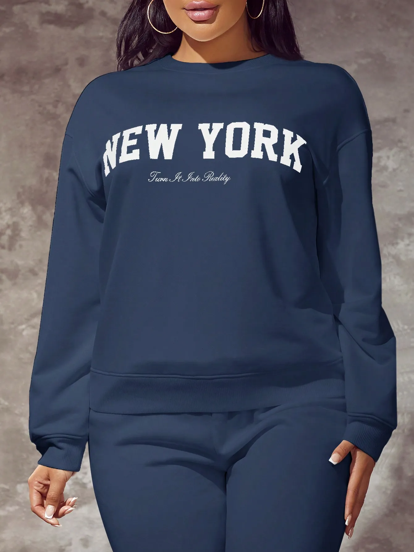 

Женская повседневная толстовка с круглым вырезом и буквенным принтом Нью-Йорка, осенний свободный крой