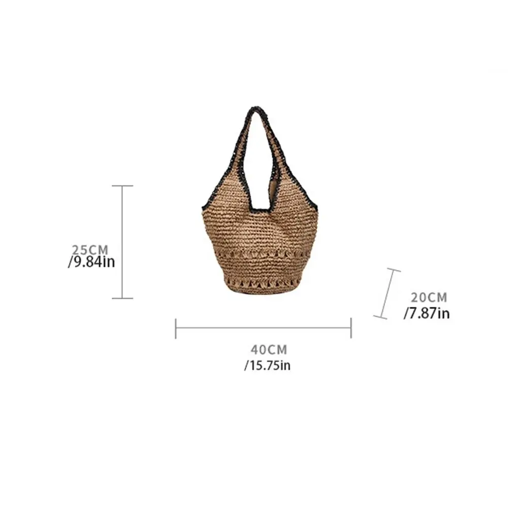 عارضة سعة كبيرة لافيت القش حقيبة أزياء بسيطة نسج حمل حقيبة تحت الإبط دلو الصيف حقيبة يد الشاطئ الشاطئ