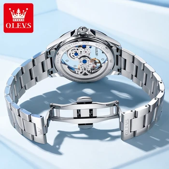 OLEVS brand women&#x27;s watches fashion waterproof luminous fully automatic mechanical watch transparent dial stainless steel gift