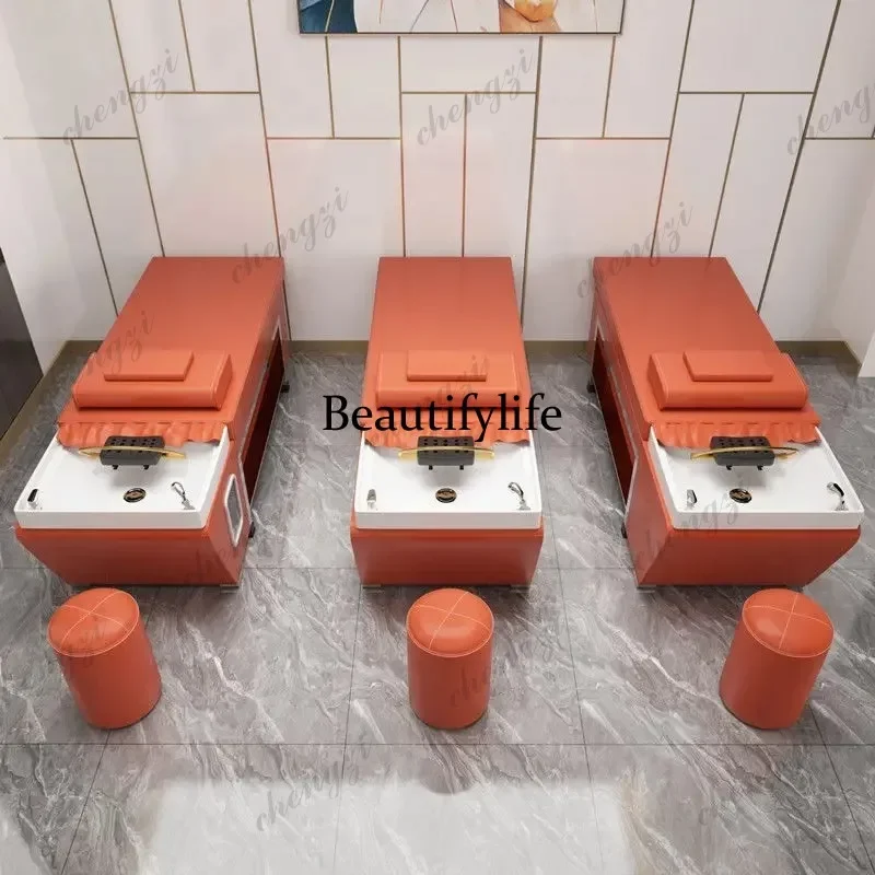 

Z138 Fumigation Thai Shampoo Chairs Simple Stainless Steel Water Cycle High-end Shampoo Chairs Hair Wash Comfort