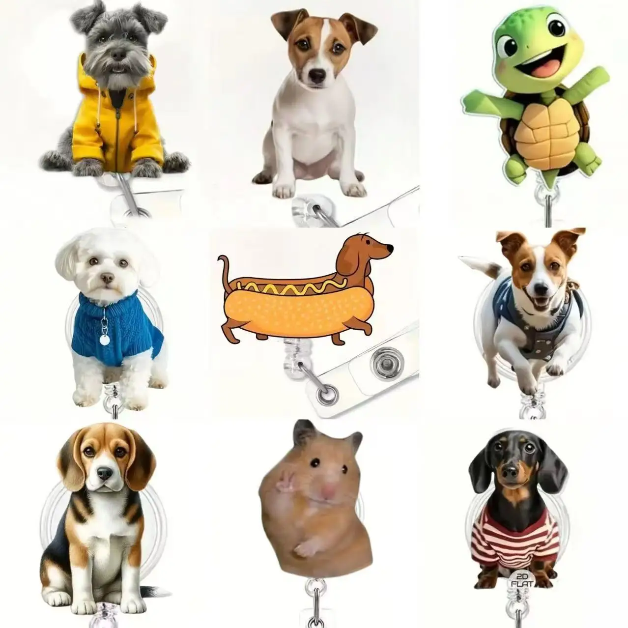 1 szt. uroczy zwijacz do identyfikatora z motywem psa, z metalowym klipsem, obrót o 360 stopni °   Hak obrotowy, dla pielęgniarek / biura / firm / na wydarzenia / dla pracowników biurowych