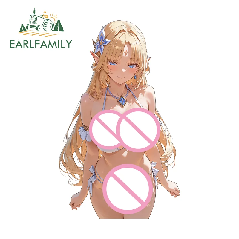 EARLFAMILY Genshin Impact Nicole Reeyn Beautiful Girl Car Stickers Standing Posture PVC Decal Stickiness Waterproof Car Wipe