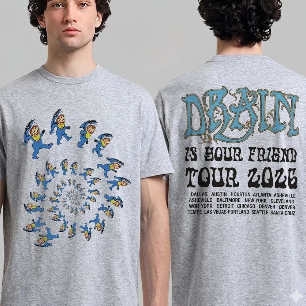 Drain Is Your Friend 2026 Tour T-shirt Spiral Kewpie Outdoor Vintage Men's and Women's T-shirt Fan Commemorative Printed T-shirt