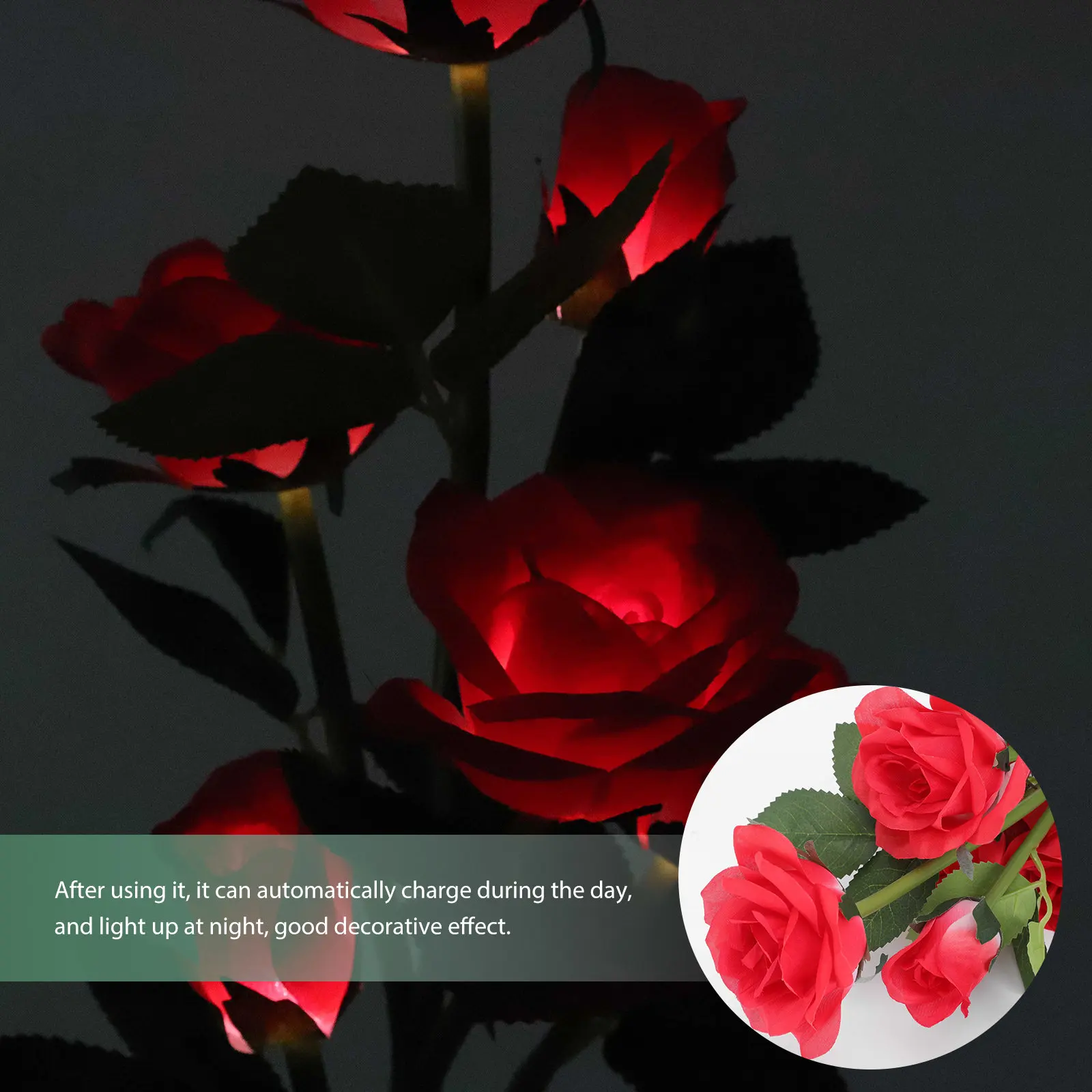 

1 шт. Солнечный садовый светильник в форме розы, 6 светодиодных головок, ландшафтный светильник на колышке для улицы, декоративное освещение для двора и патио