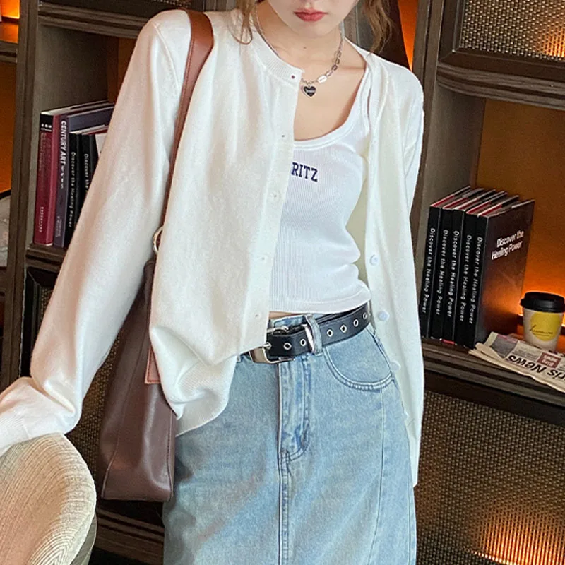 

Вязаный свитер, женские кардиганы, новый черный вязаный свитер с длинным рукавом и круглым вырезом, кардиган, женские топы, трикотажные изделия Sueters De Mujer Q1104