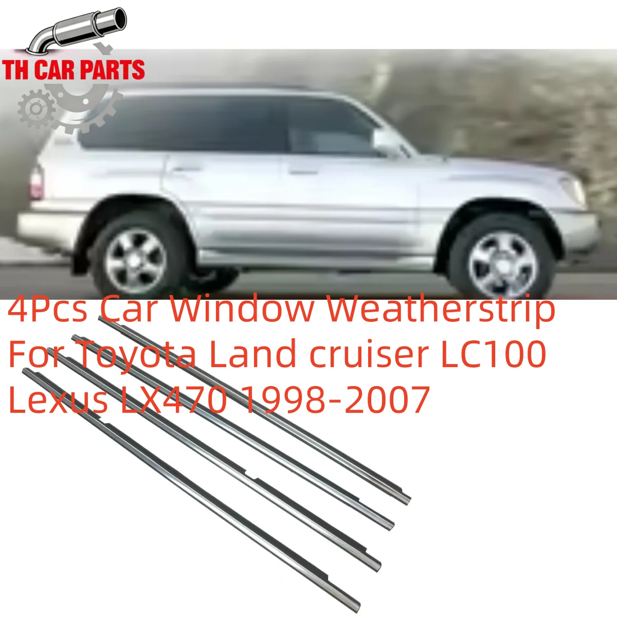 

Комплект из 4 уплотнителей для окон автомобиля Toyota Land Cruiser LC100 Lexus LX470 1998-2007, молдинги для окон
