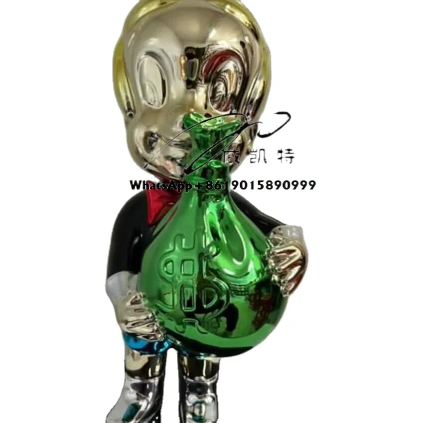 Resin Color Chrome Electropated Rich Man Custom Art Sculpture for Modern Art Gallery