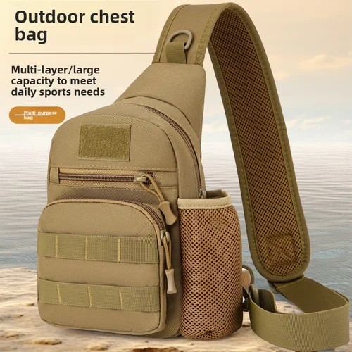 Imagen 1 del producto Bolso de hombro táctico, mochila para senderismo, nailon para hombre, caza al aire libre, Camping, pesca, Molle, senderismo, bandolera para el pecho