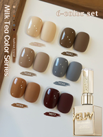 6Pcs 15ml Caramel Brown Series Gel Nail Polish Set Fall Shine Finish Semi Permanent Pure Color Nail Polish Set