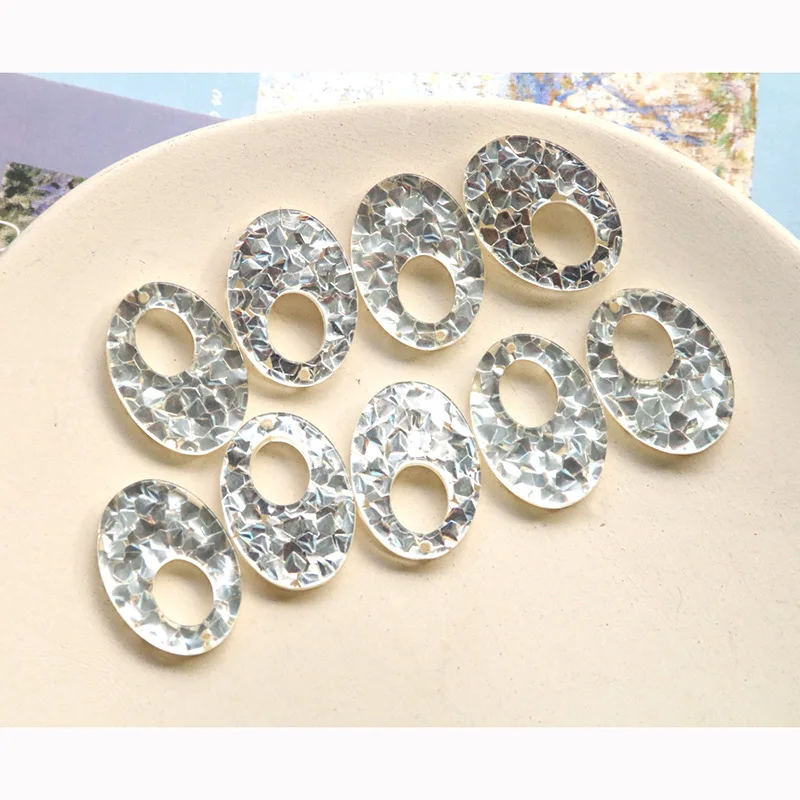 10pcs New Fashion Acrylic Jewelry Connectors Diy Ellipse Hollow Necklace Earring Pendant Charms Handmade Jewelry Making Findings
