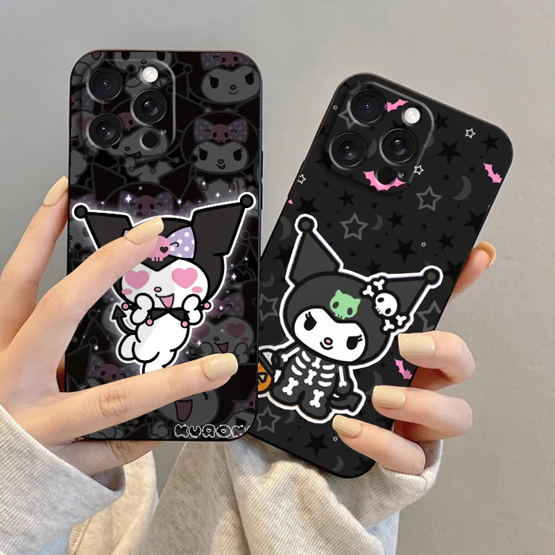 Sanrio Kuromi Melodie Voortreffelijk Voor Iphone 15 14 13 12 11 Xs Xr X 8 7 Se Pro Max Plus Mini Zwart Zacht Telefoonhoesje