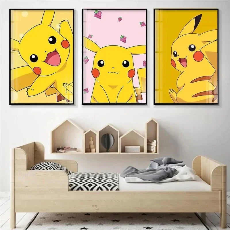 Pokemon Pikachu Comic Cartoon Canvas Painting Wall Art Posters Nordic Nursery Kids Bedroom Decoration Picture Art Mural Cudros