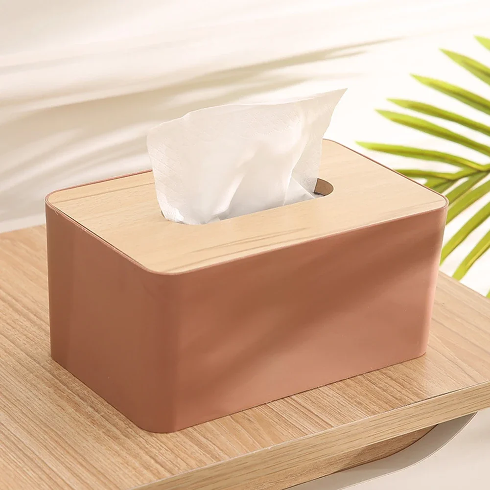 Tissue Box Storage Box Wooden Cover Desktop Kitchen Dining Room Napkin Toilet Paper Holder Home Car Tissue Paper Dispenser