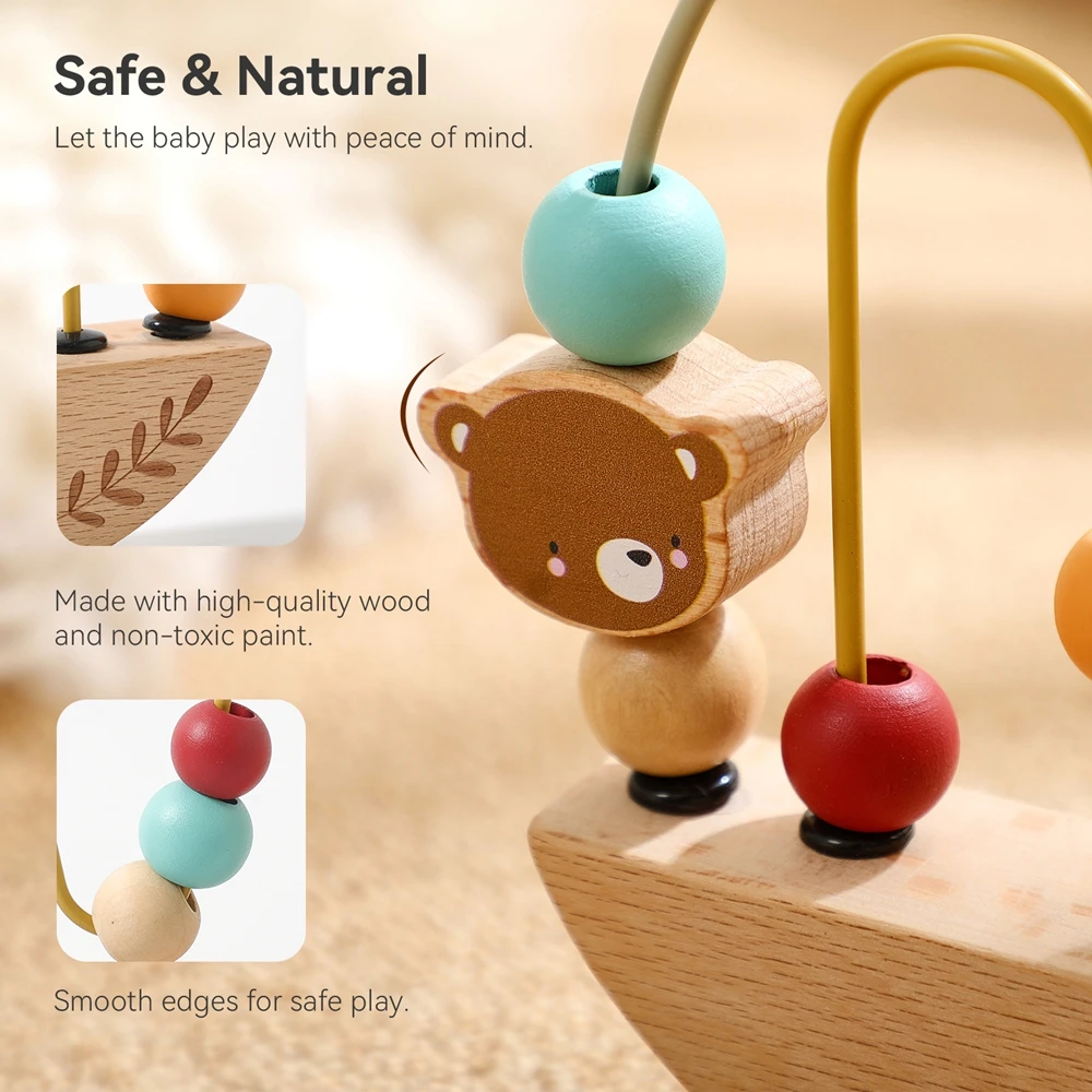 

Baby Montessori Toys Wooden Cartoon Animal Beading Game Baby Finger Precision Movement Toys Early Education Toys Threading Toy