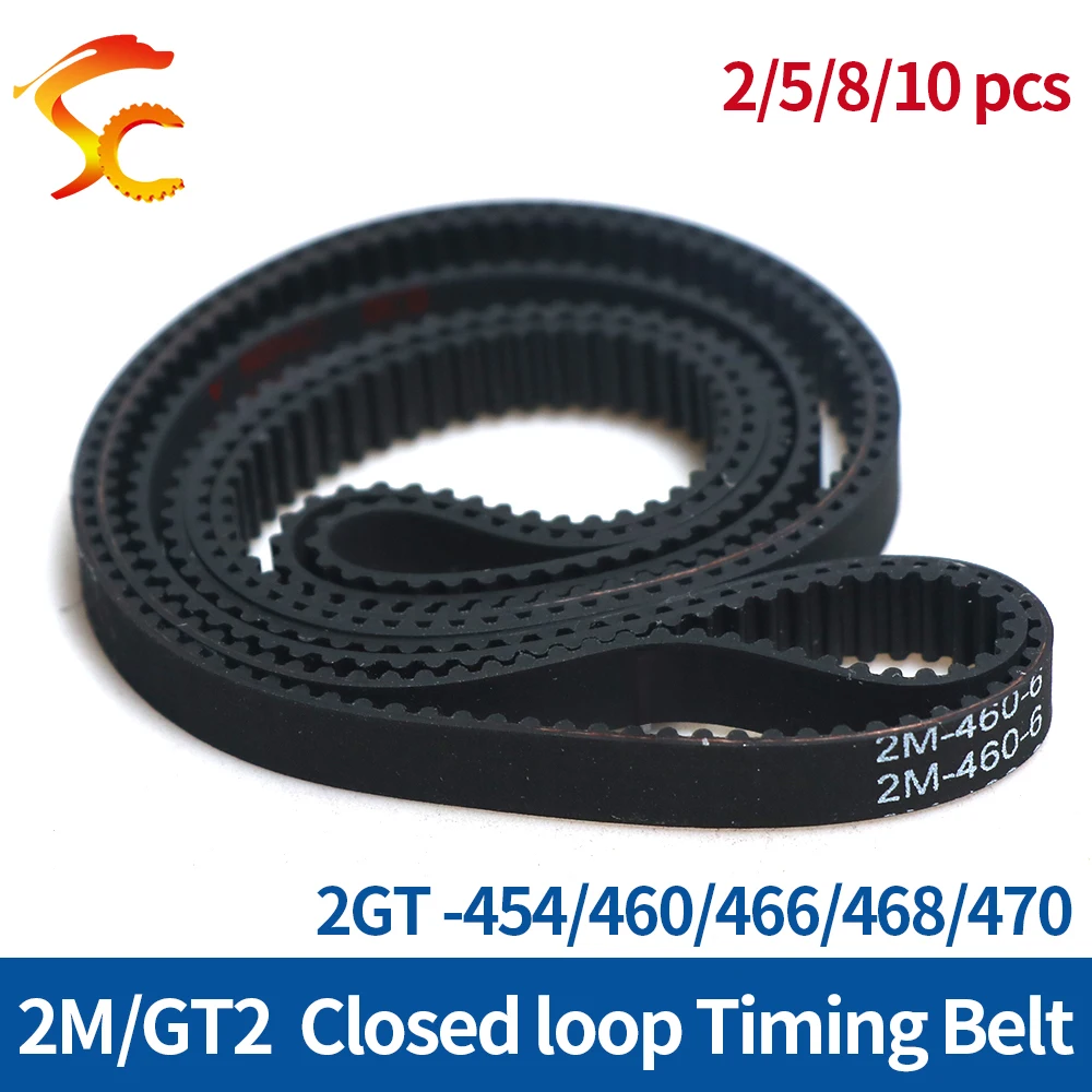 Cinturón síncrono de goma para impresora de inyección de tinta GT2, perímetro 454/460/466/468/470, ancho 6/9/10/15mm, paso de dientes, 2MM, cinturón de bucle cerrado