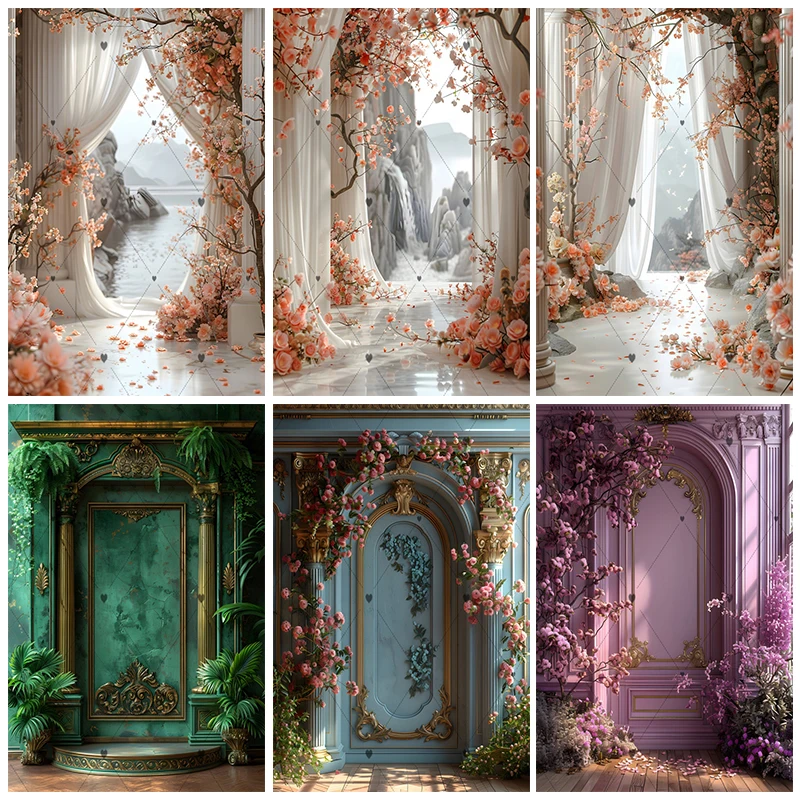 Fondo poético de rama de flor de arquitectura Vintage, ducha de novia, boda, retrato de embarazada, decoración de fondo de fotografía para niños y adultos