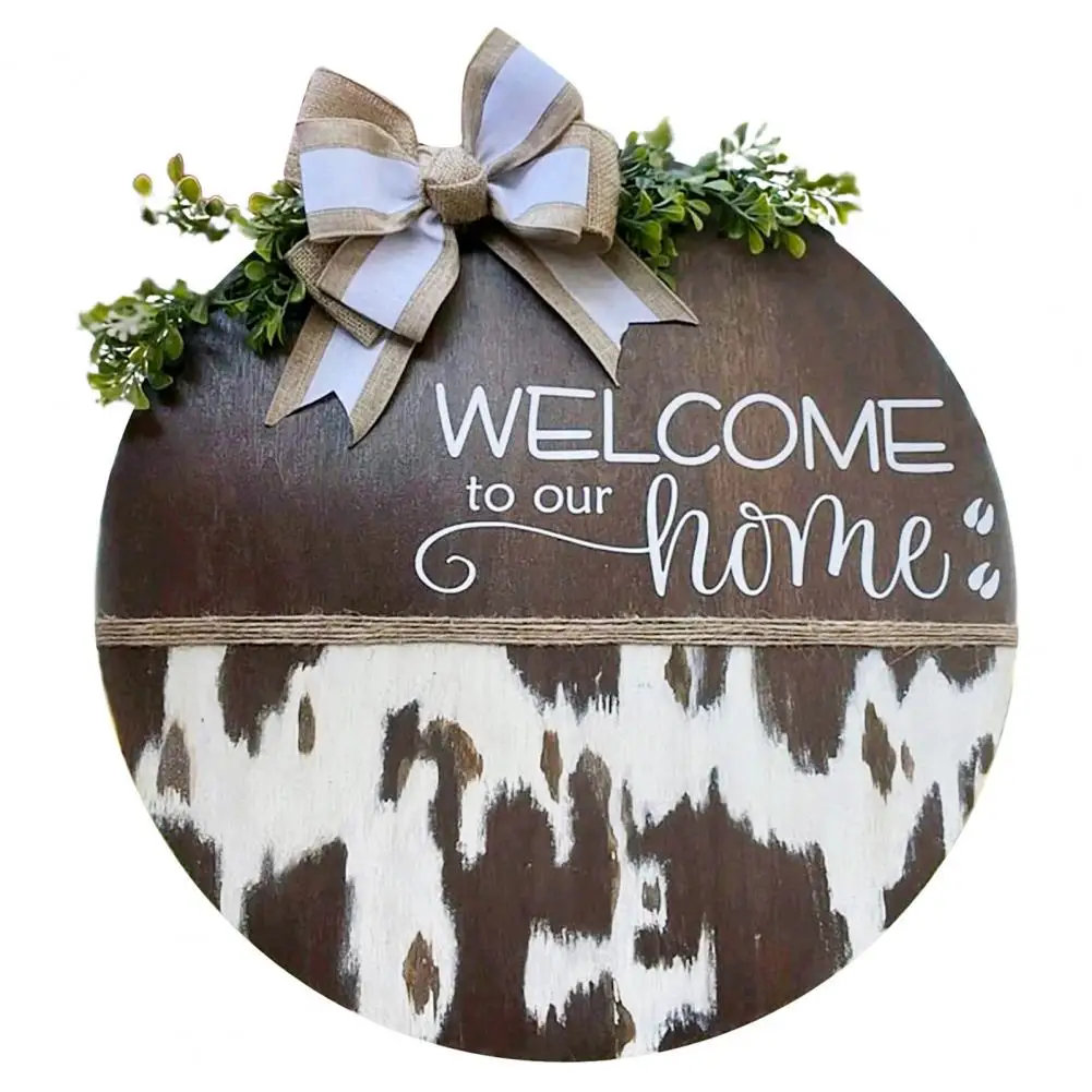 

Welcome Sign Pendant Hanging with Bowknot Decorative Wooden Christmas Hanging Sign Front Door Plaque Home Decor