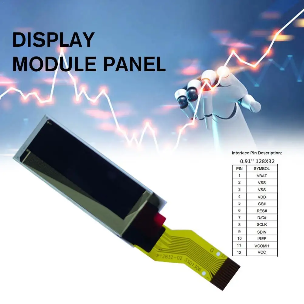 

Display Module Panel 0.91 Inch OLED 128X32 Dot Matrix SPI Serial Port 12PIN Blue Font 0.91 "OLED Display Screen