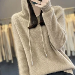 Women Sweater Hooded Long Sleeve Thick Warm Knitted Pullover Autumn Winter Fashion Korean Bottoming Shirts Loose Knitwear Jumper