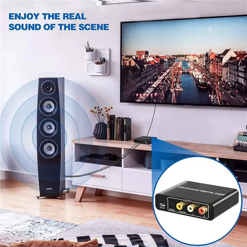 A31T for ARC Adapter Audio Extractor with Optical TOSLINK SPDIF Coaxial and Analog 3.5mm to RCA Converter 2-Pack