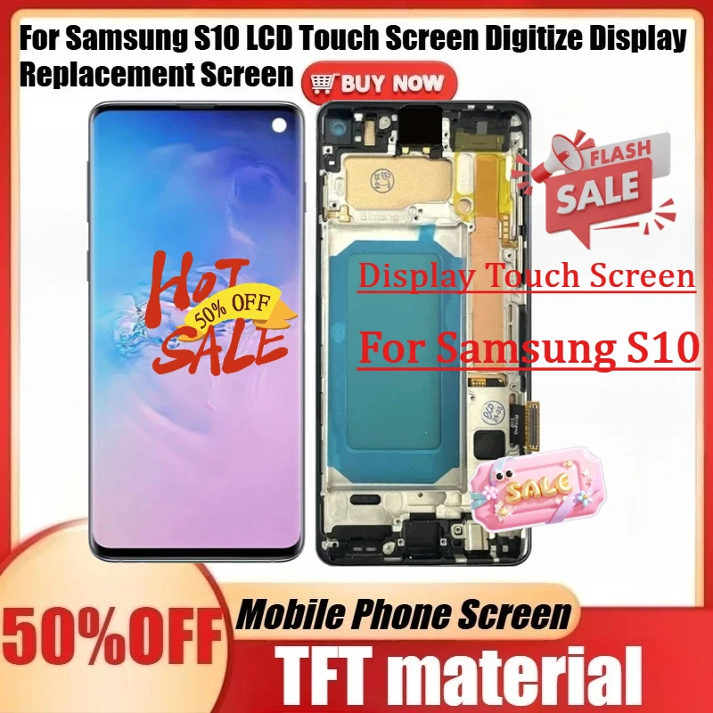

Дисплейный модуль для Samsung S10 (SM-G973F/DS) с тачскрином, новый TFT-экран S10 в сборе с рамкой