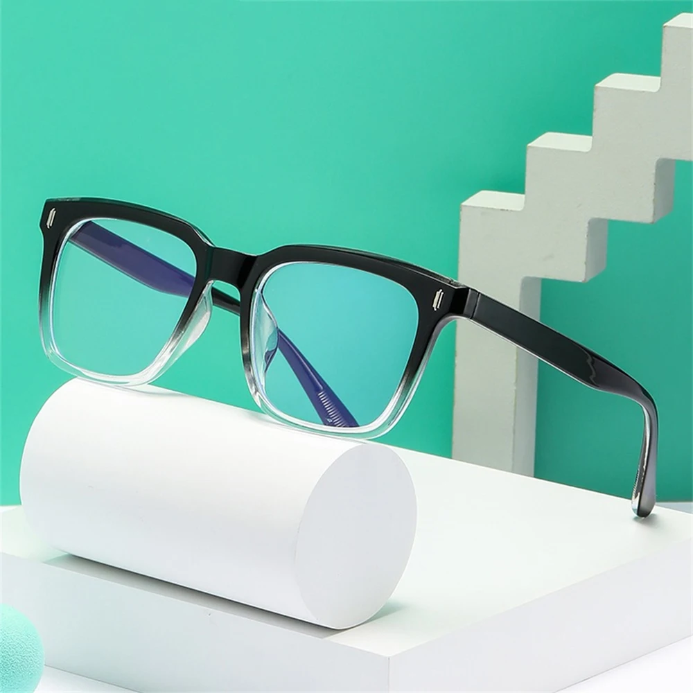 Vintage Men Blue Light Blocking Glasses Clear Oversized Women Matte Black Computer Retro UV400 Square Eyeglasses