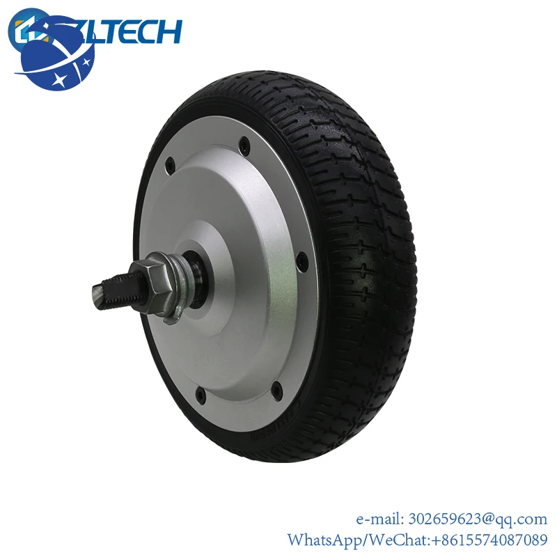 ZLTECH ROHS 6.5inch 24V-48V 350W 6N.m 150kg load 200RPM electrical wheel hub servo motor with 14bit encoder for delivery robot