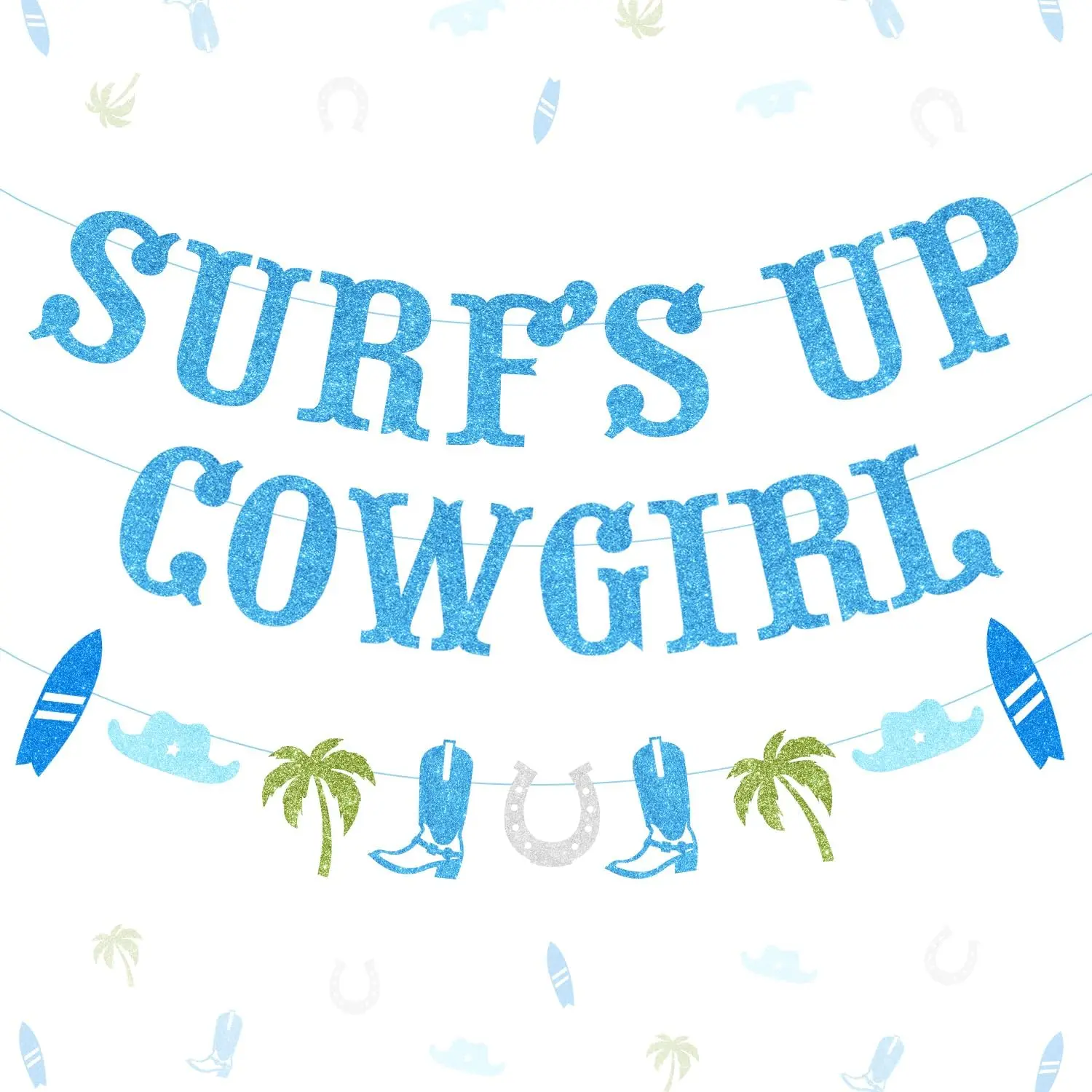 

Sursurprise Surf's Up Cowgirl Banner Blue Surf Board Coastal Bachelorette Party Decoration Last Toast on The Coast Party Supplie