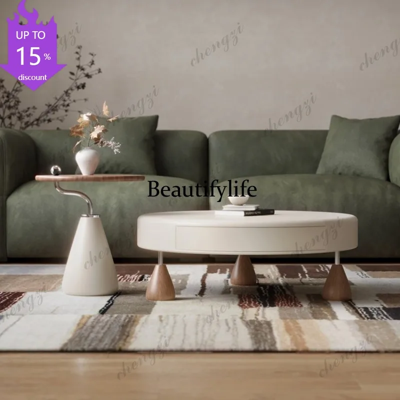 B178 Cream wind round coffee table combination designer creative small apartment living room paint advanced sense