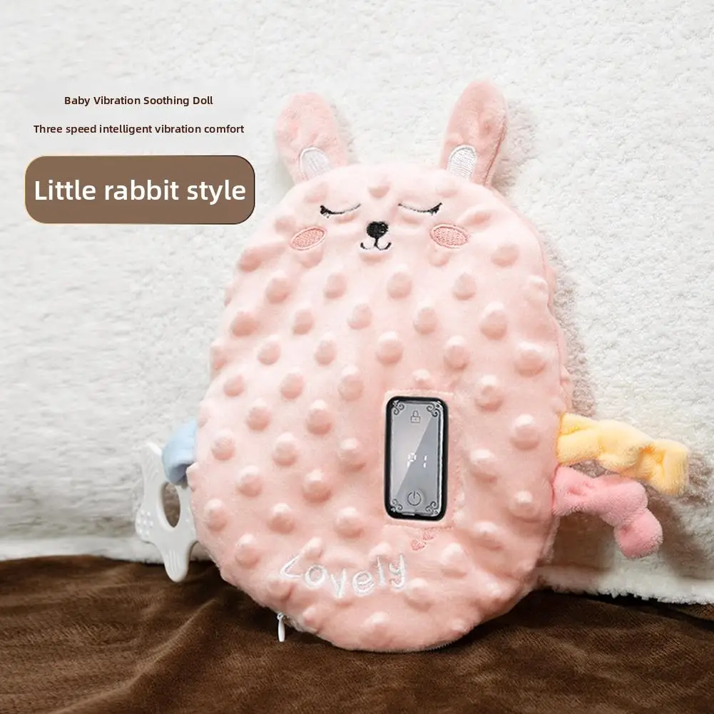 Elektrisch knuffel Ademend babyhoofdsteunkussen Anti-koliekontwerp Veilige stof Vibrerende stemmingsfopspeen voor babyslaapspeelgoed