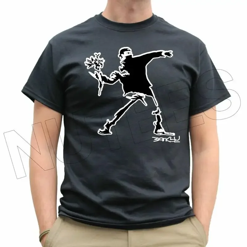Banksy Flower Thrower Street Art Stencil Mens Ladies Kids T Shirt Vest S Xxl