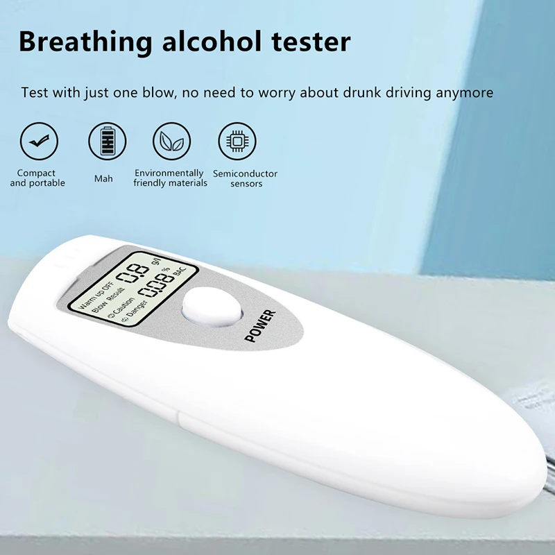 Efficient Alcohol Monitoring Portable Breathalyzer: Digital No-Contact Analyzer with LCD Screen.