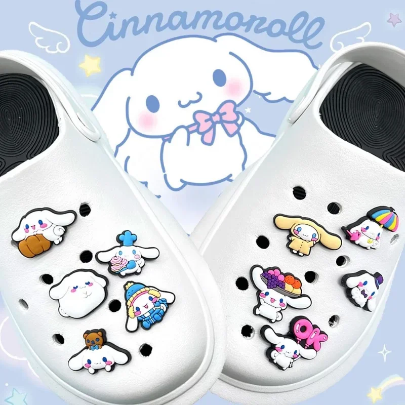 Kawaii DIY Shoe Decorations Sets Kawaii Kuromi Cinnamoroll My Melody Silicone Shoe Buckle Slipper Sandal Croc Shoe Accessorie