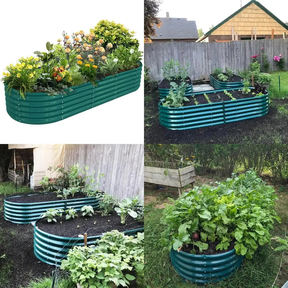 

Galvanized Metal Raised Garden Bed Kit - 8x3x1.5FT Oval Outdoor Bottomless Planter for Vegetables and Flowers
