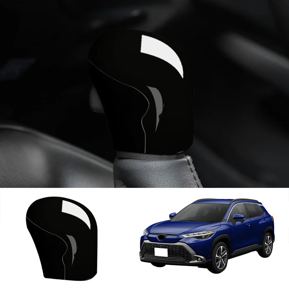 Car Gear Shift Knob Head Cover Decoration Sticker for Toyota Corolla Cross Glossy Black