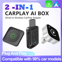 2in1 AI Smart Box Car Intelligent Systems Wireless CarPlay Wireless Android Auto Adapter For Car With Wired CarPlay