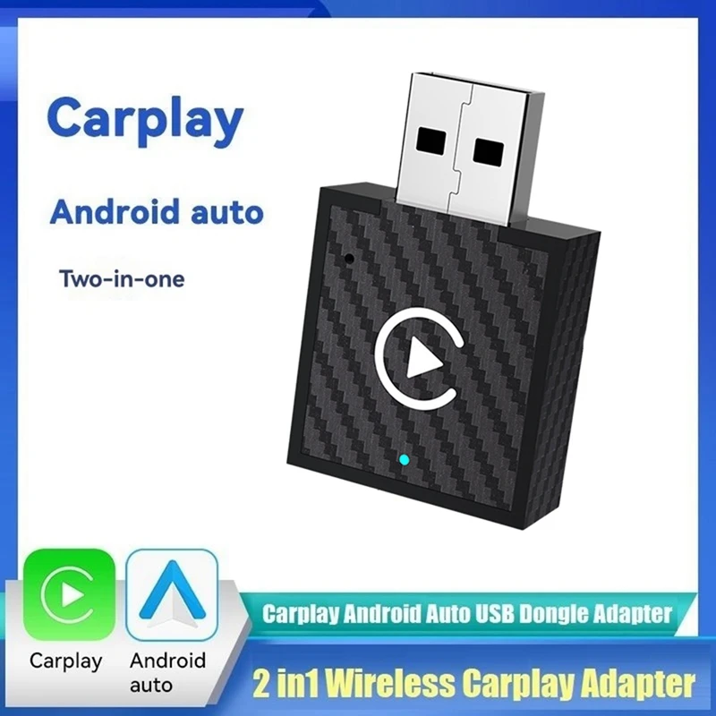 2-in-1 Wireless Carplay Adapter Carplay/Android Auto Smart AI Box USB Dongle Plug and Play Wired Carplay to Wireless