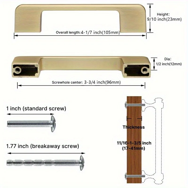 5Pcs Gold Space Aluminum Handles Kitchen Door Cabinet Straight Handle Pull Furniture Hardware DIY Home Renovation Accessories