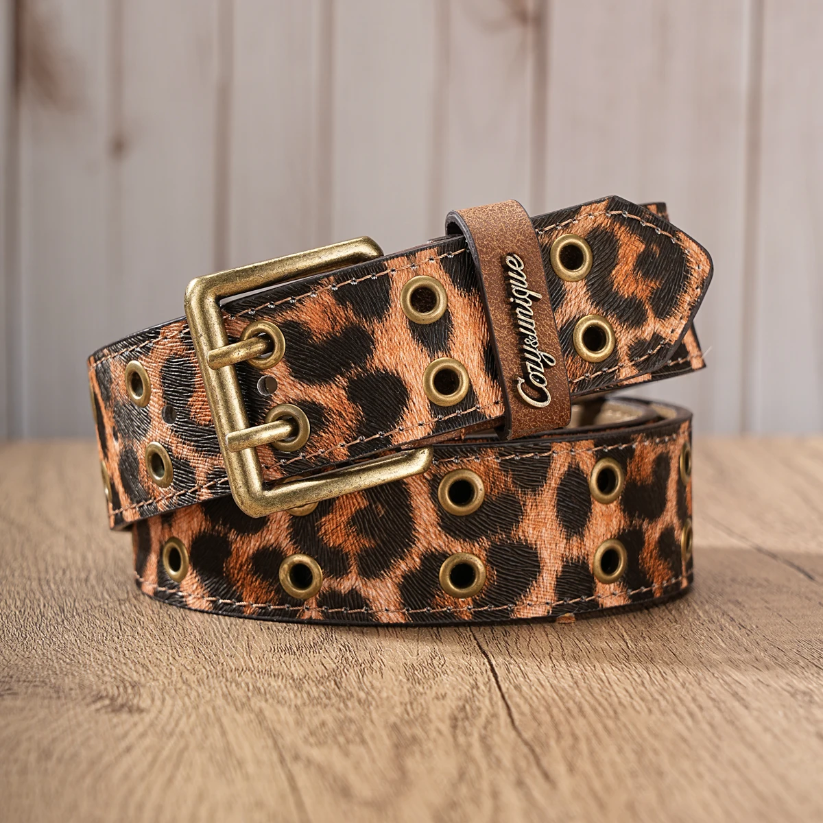 1 Piece - Classic Retro Belt - Men's and Women's Matching Design - PU Material with Metal Eyelets and Double-needle Buckle - view 5