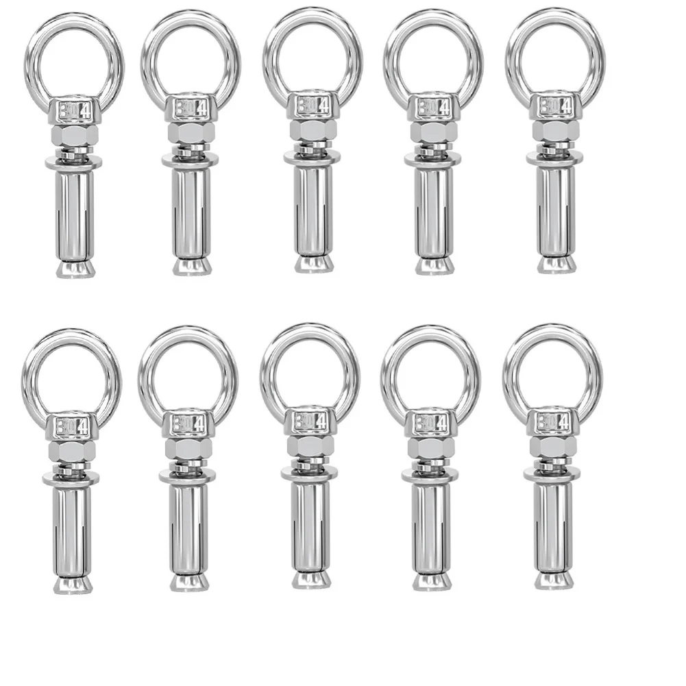 

10PCS 304 Stainless Steel Expansion Bolts With Rings Eye Screws Wall Anchors For Secure Fixing And Mounting Projects