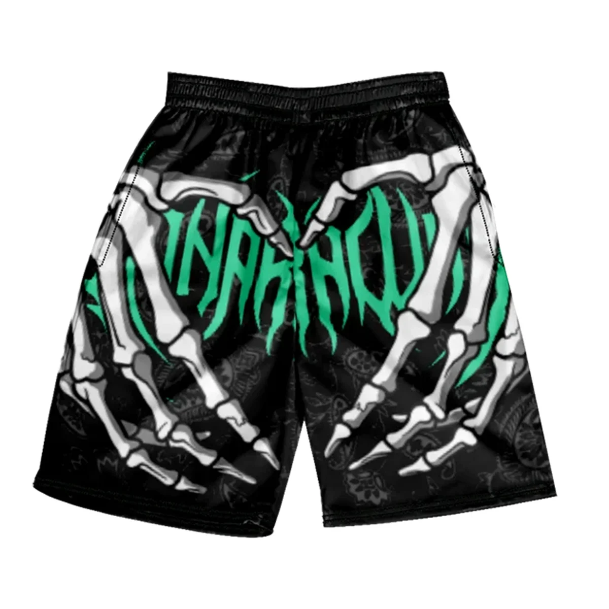 2024 Summer Classic Skull Beach Short Pants New Fashion Skeleton Hand Print Men Women Gym Shorts Quick Drying Trunks Shorts y2k