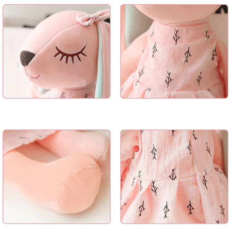 35 cm große Oster-Babyhasenfigur, rosa und blau, An'an Rabbit, beruhigende Geschenkpuppe für Kinder, Plüschtier mit superweichem Fell. – Detail 13