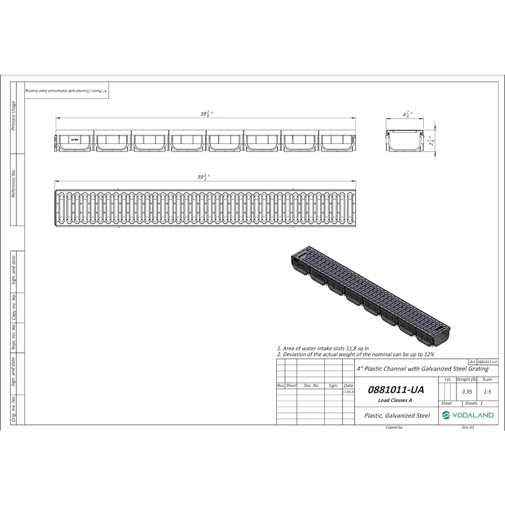 รางระบายน้ำแบบรางลึก 4 นิ้ว Easy 2 Premium - ตะแกรงเหล็กชุบสังกะสี (5)