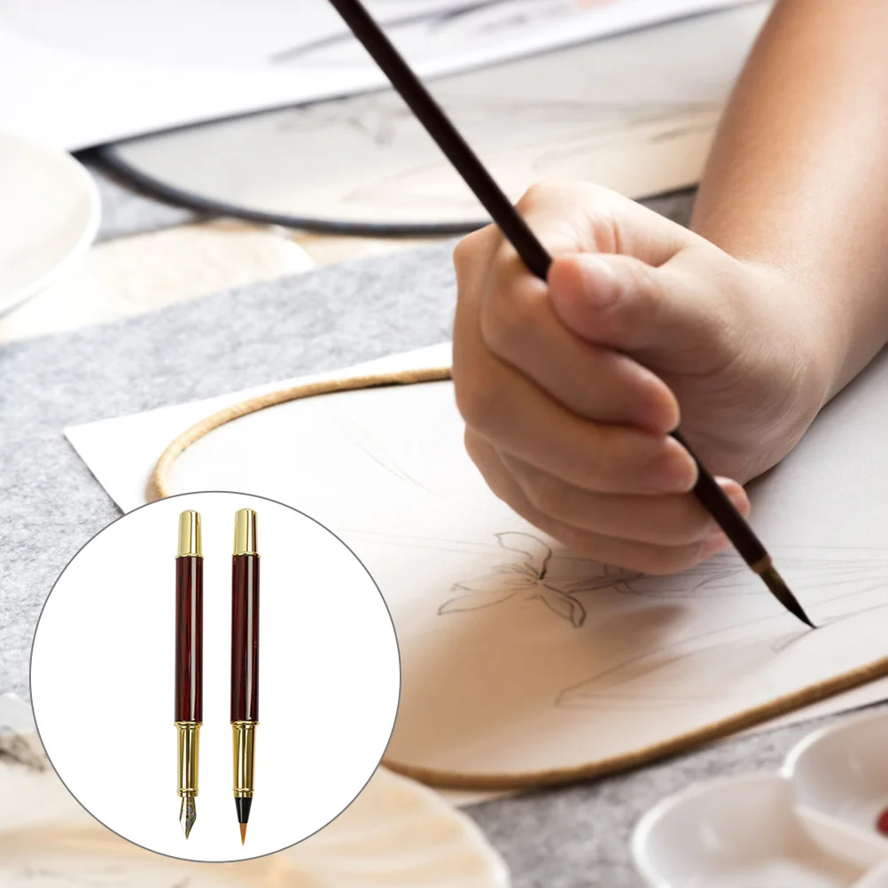 

1Set Calligraphy Brush Pen Stainless Steel Wolf Hair Refillable Fountain Pen Kit for Art Drawing Writing Calligraphy Beginners