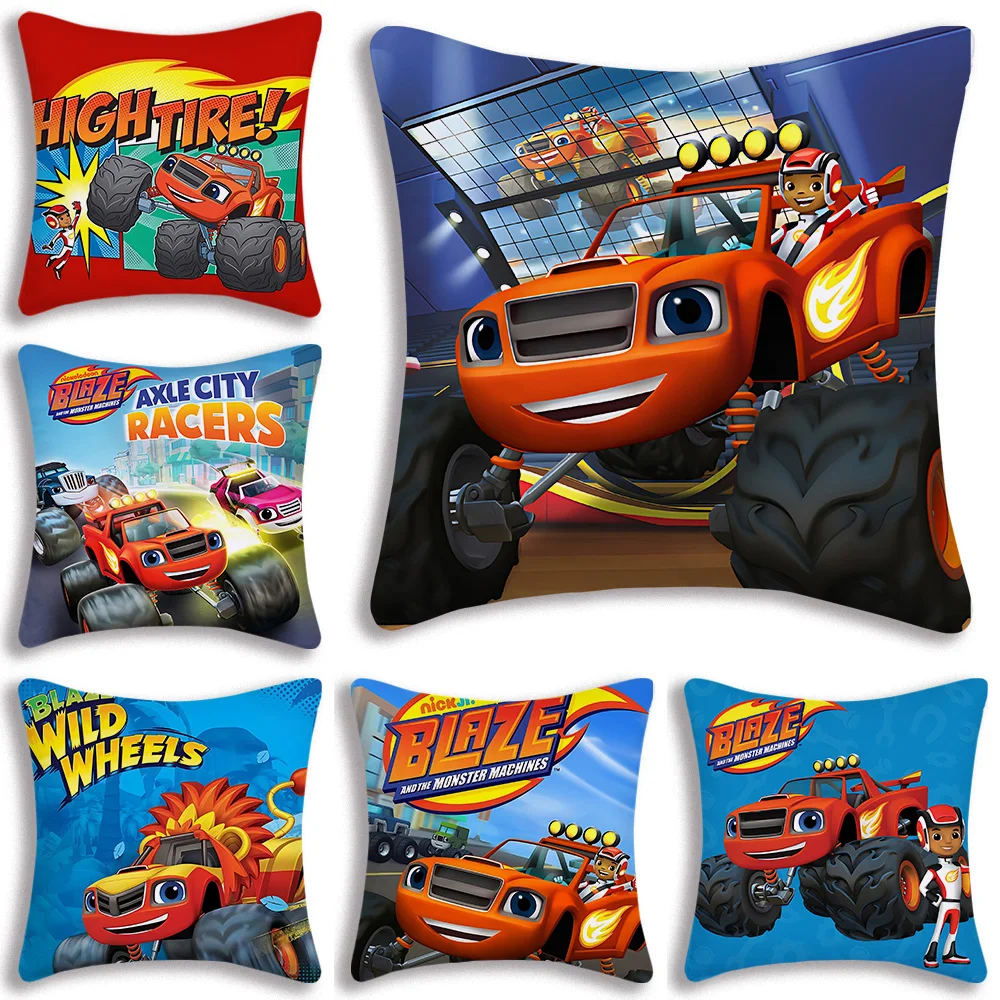 Fotografia 3: Capas de Almofada Blaze e os Monstros M-Machines, Decoração de Sofá em Estilo Cartoon, Impressão Dupla Face, Almofada de Pelúcia Curta e Fofa