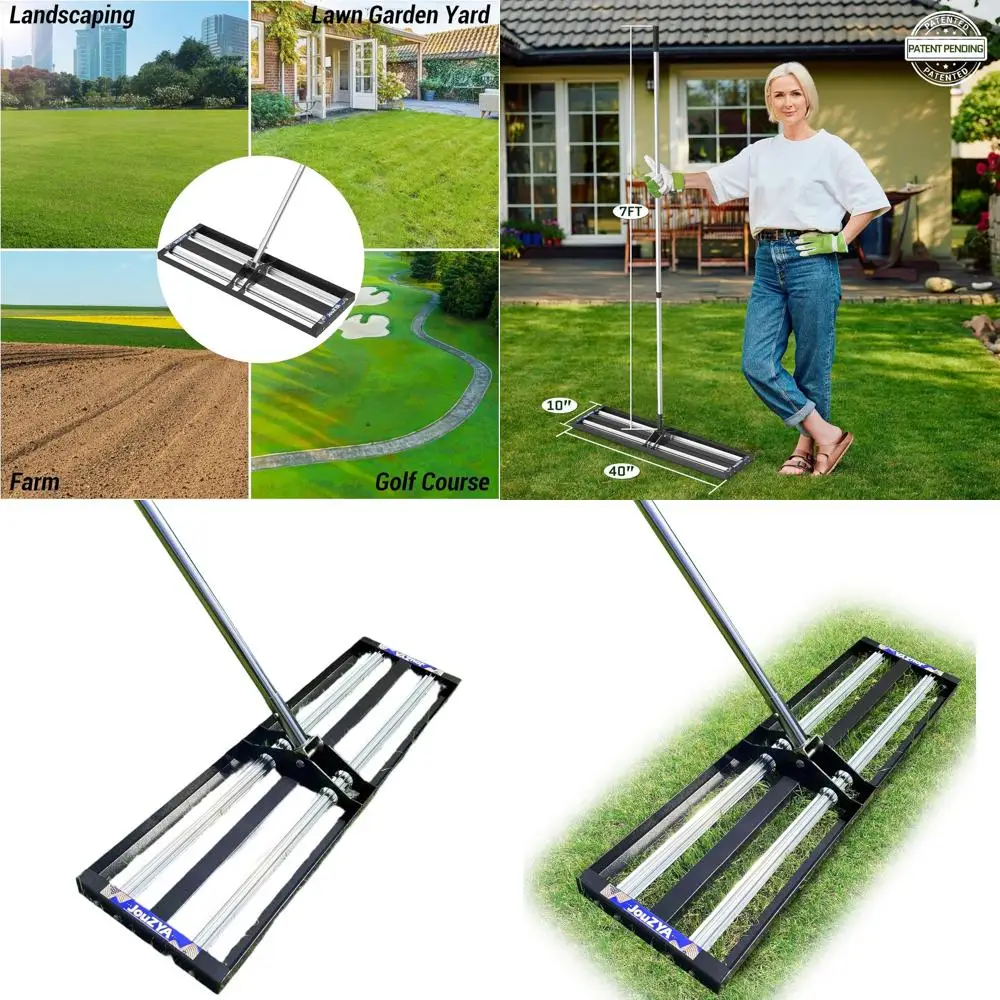 

Прочные грабли для выравнивания газона из нержавеющей стали 40x10 с выдвижной ручкой 80 см для двора и сада