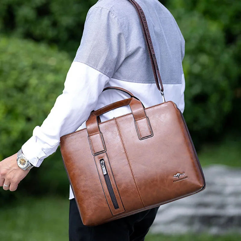 Sac à main d'affaires en cuir de luxe pour hommes, étuis à bombes pour hommes, sac messager lancé par un homme vintage, sac pour ordinateur portable de grande capacité